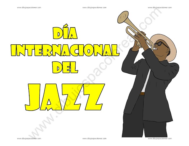 Día internacional del Jazz dibujo a color y para colorear